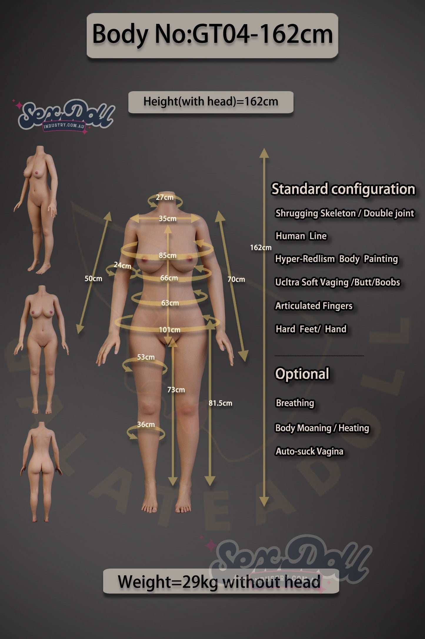 Soo - 162cm Full Silicone Realistic Skin Texture with ROS Options - Galatea Doll